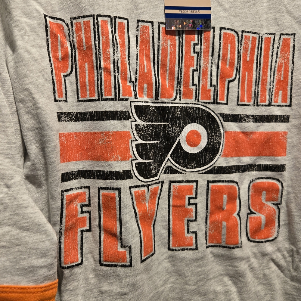 NHL Philadelphia Flyers Men’s Short Sleeve Sport Gray-Orange Shirt-Size XLarge - Picture 7 of 8
